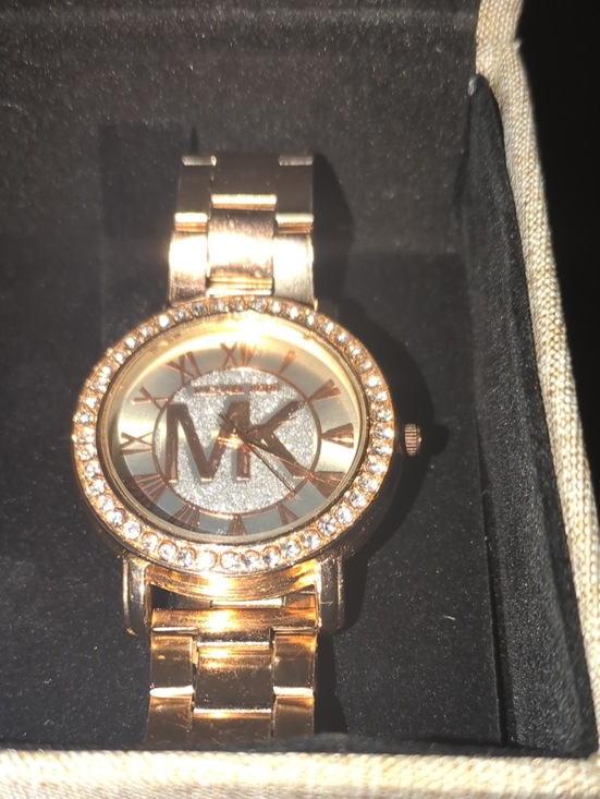 Michael Kors Accessories - "Luxury Inspired" Rose Gold Crystal MK Logo Women's Bracelet Watch